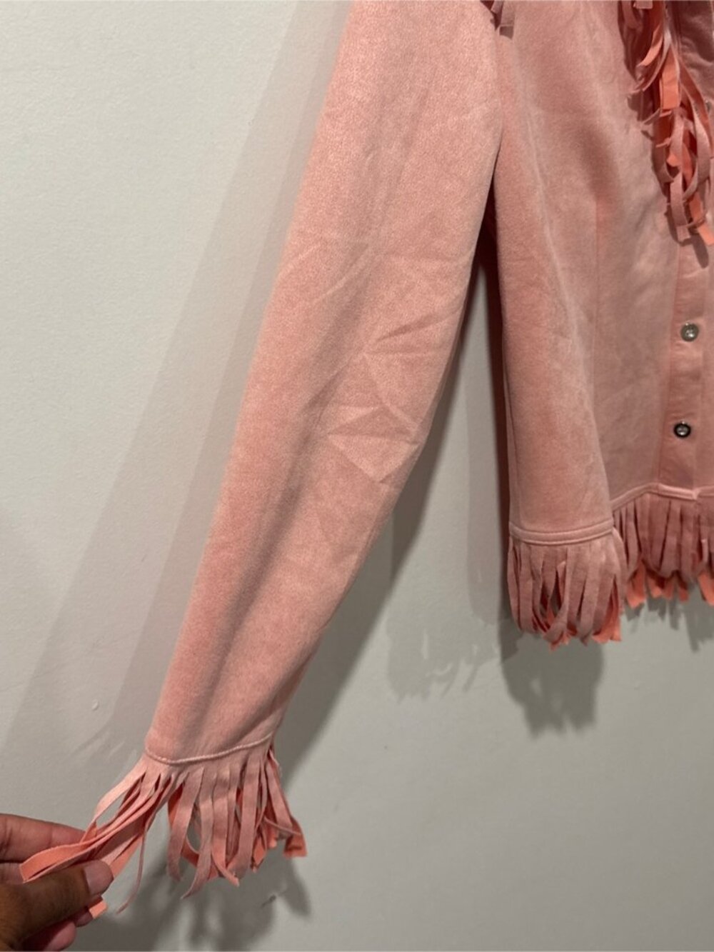 Freiheit Pink Fringe Button-Front Jacket – Size M - Picture 7 of 8